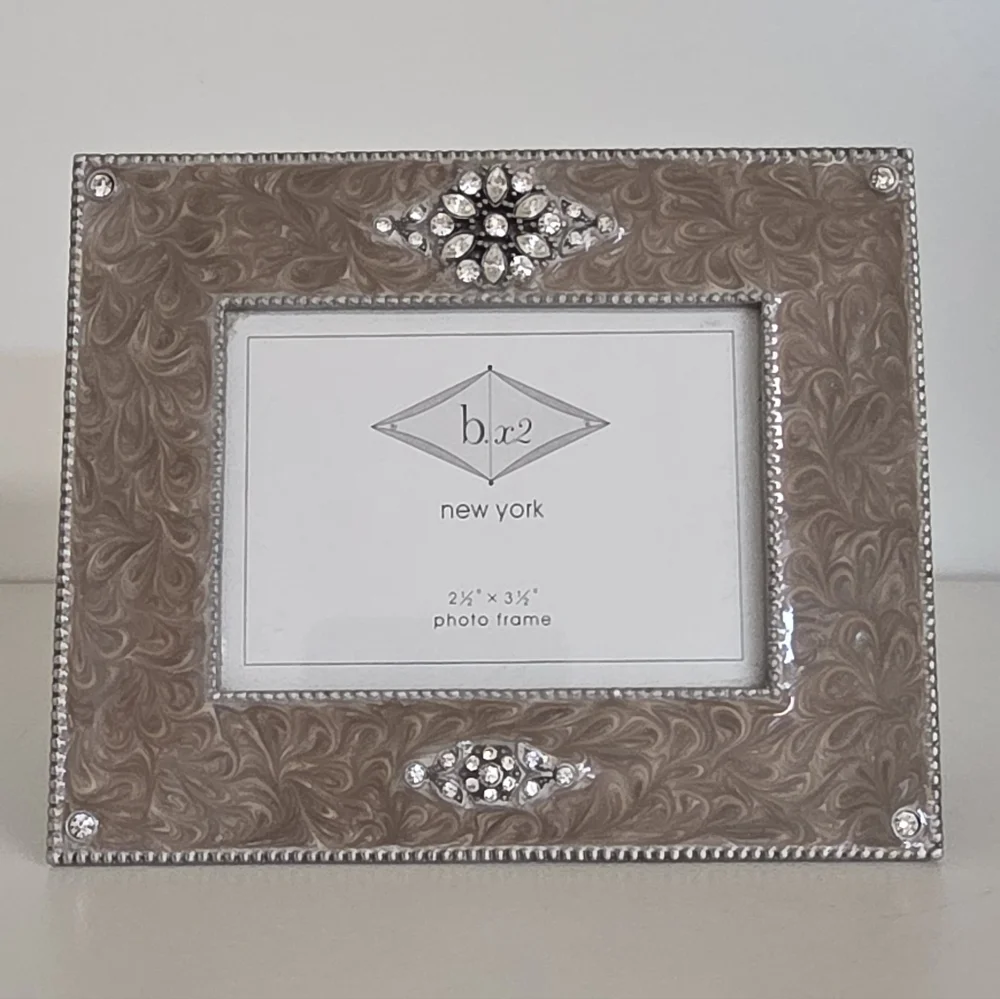 b.x2 New York Pewter, Enamel, & Swarovski Crystal Picture Frame